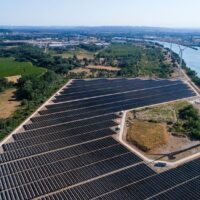 France, Gard (30), Beaucaire, Parc Photovoltaique (vue aerienne)