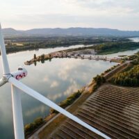 France, Ardeche (07), Le Pouzin, Parc Photovoltaique (vue aerienne)